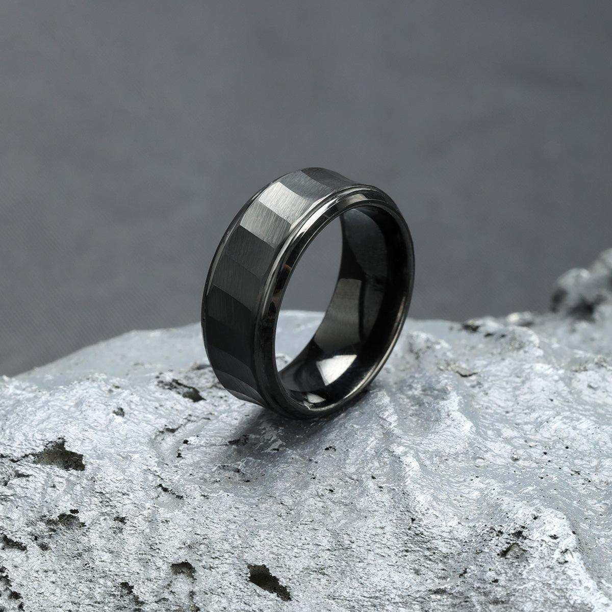 Hammered Faceted Black Band - Nikoghos Jewelry