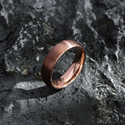 Brushed Rose Gold Dome Band - Nikoghos Jewelry