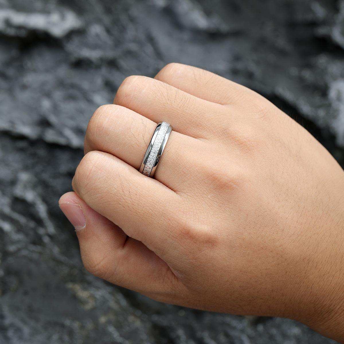 Silver Meteorite Duo Ring - Nikoghos Jewelry