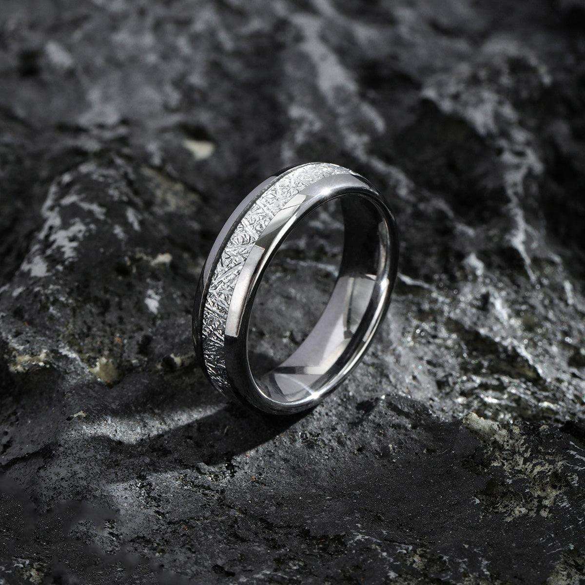 Silver Meteorite Duo Ring - Nikoghos Jewelry