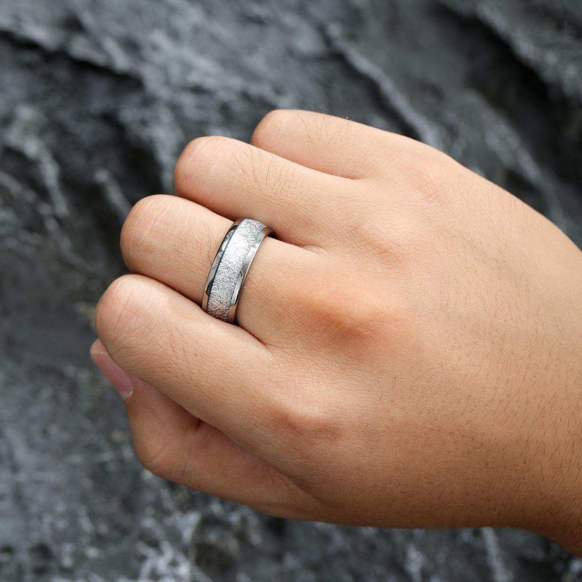 Silver Meteorite Duo Ring - Nikoghos Jewelry