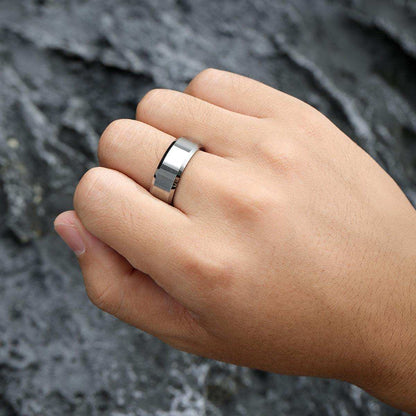 Polished Silver Tungsten Band - Nikoghos Jewelry