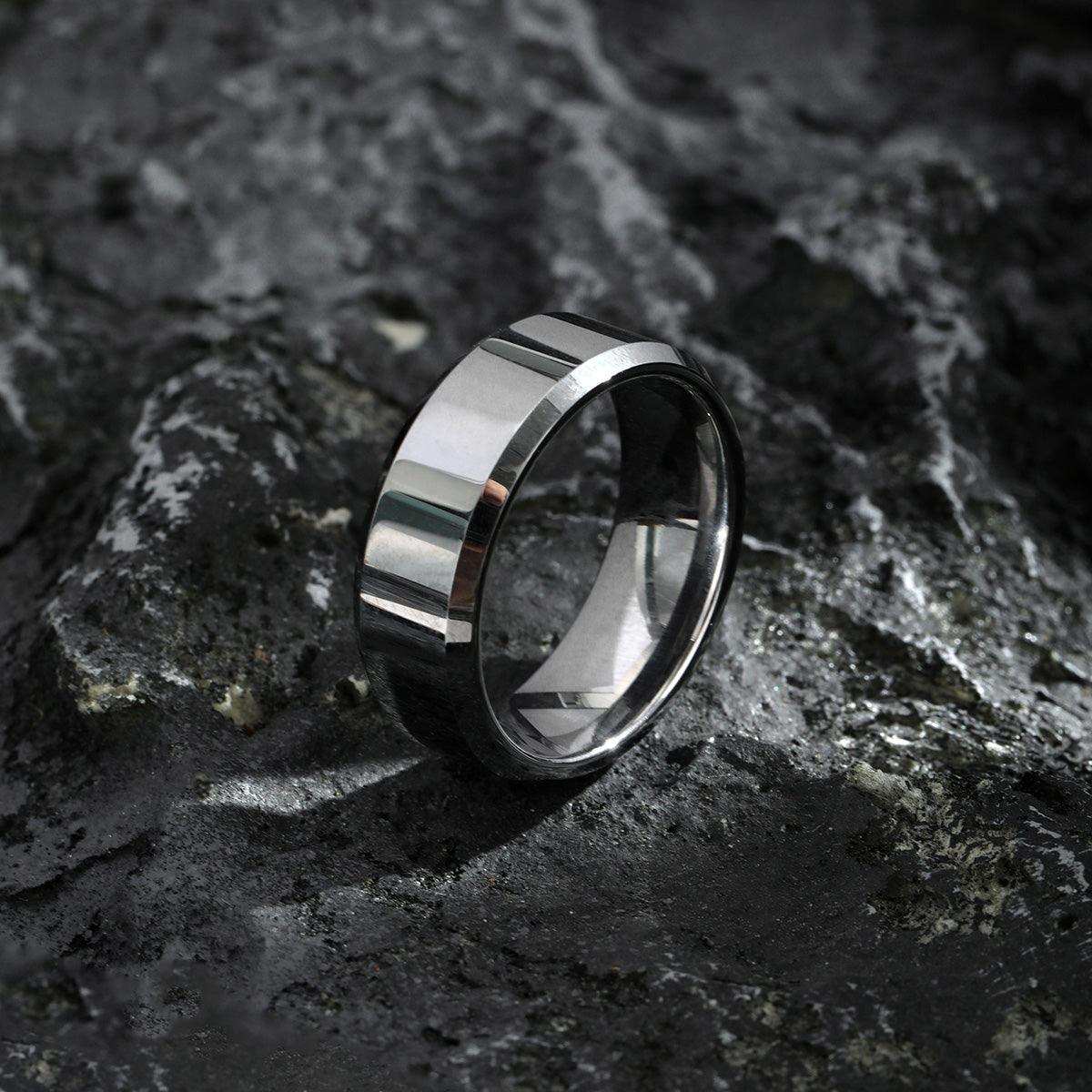 Polished Silver Tungsten Band - Nikoghos Jewelry