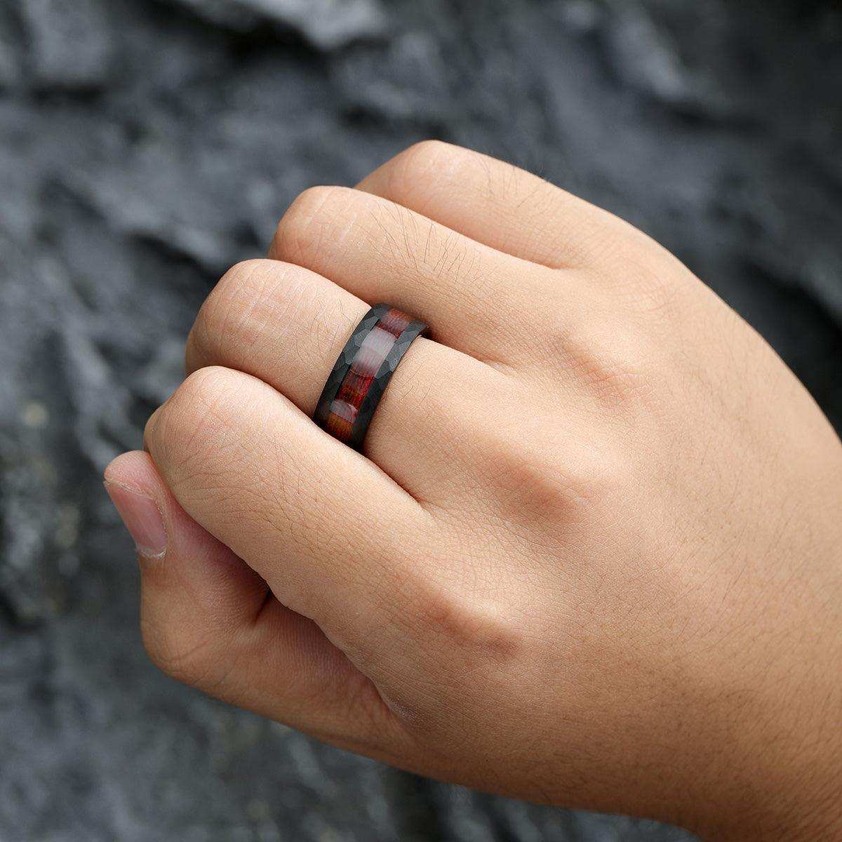 Rosewood Harmony Hammered Ring - Nikoghos Jewelry