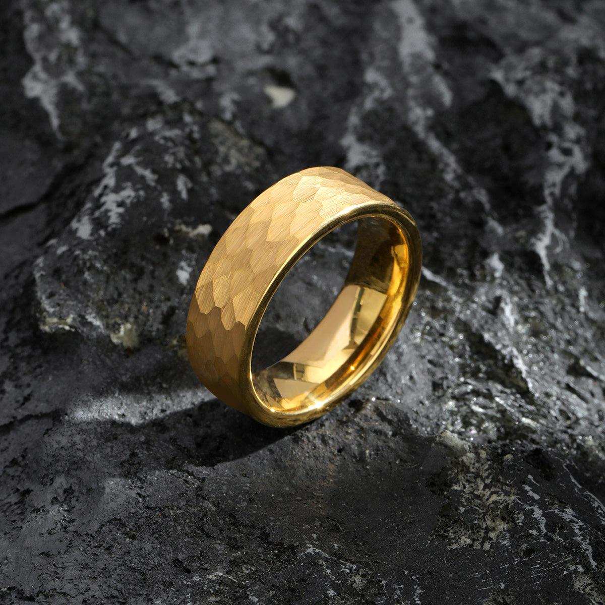 Golden Hammered Sunburst Ring - Nikoghos Jewelry