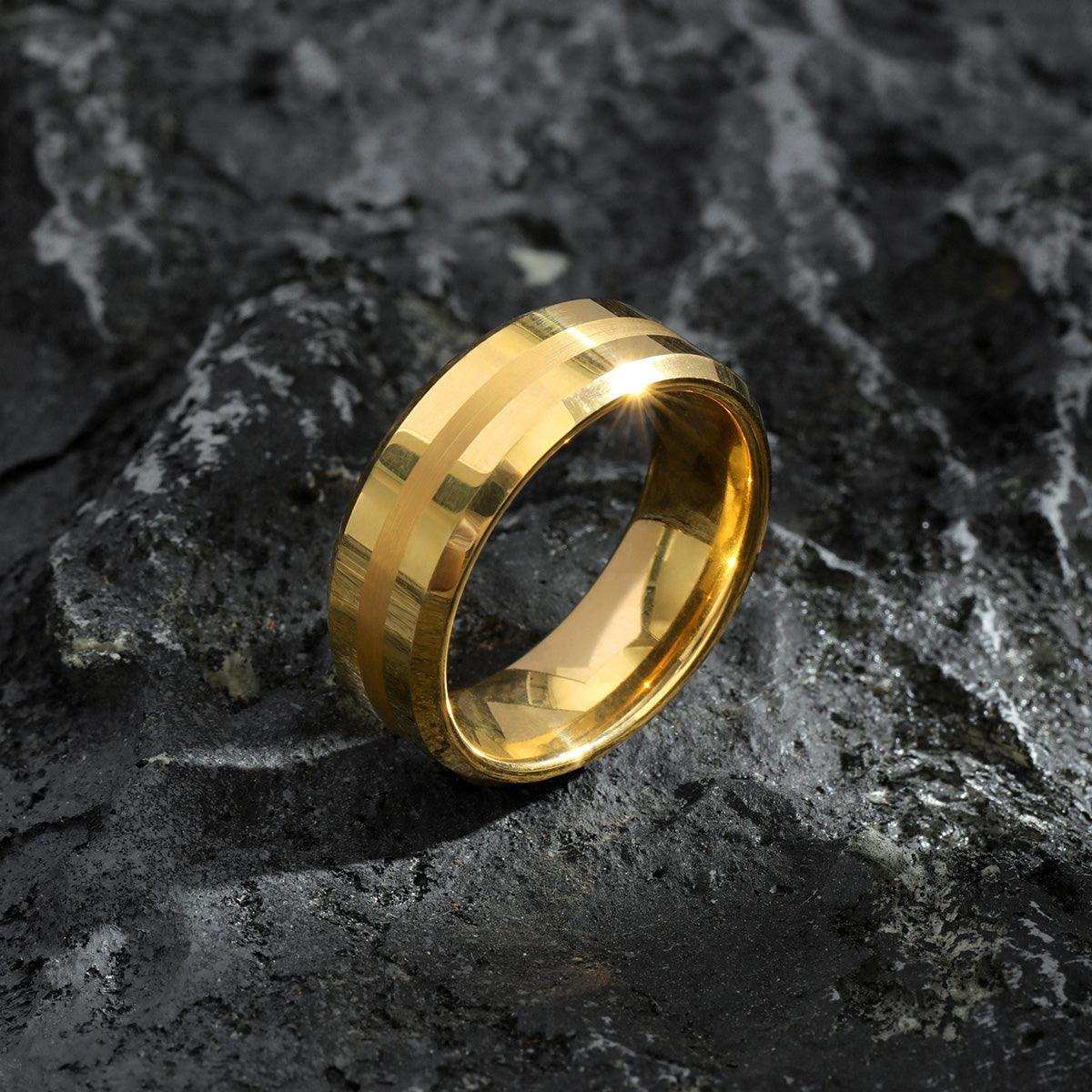 Golden Brushed Center Band - Nikoghos Jewelry