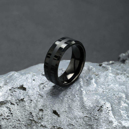 Black Brushed Center Band - Nikoghos Jewelry