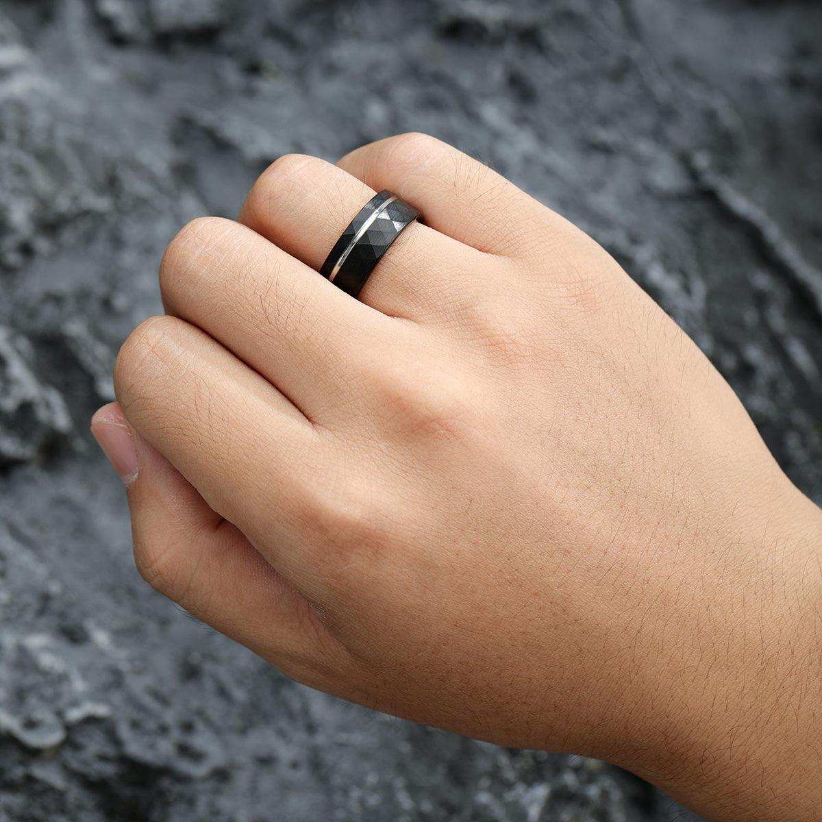 Black Hammered Silver Band - Nikoghos Jewelry