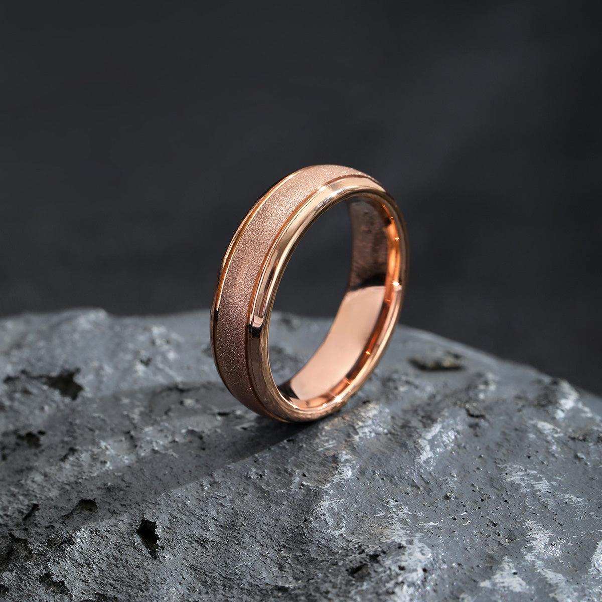 Rose Gold Sandblasted Ring - Nikoghos Jewelry