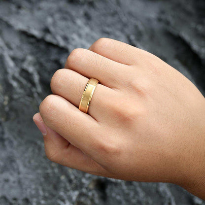 Golden Brushed Elegance Ring - Nikoghos Jewelry