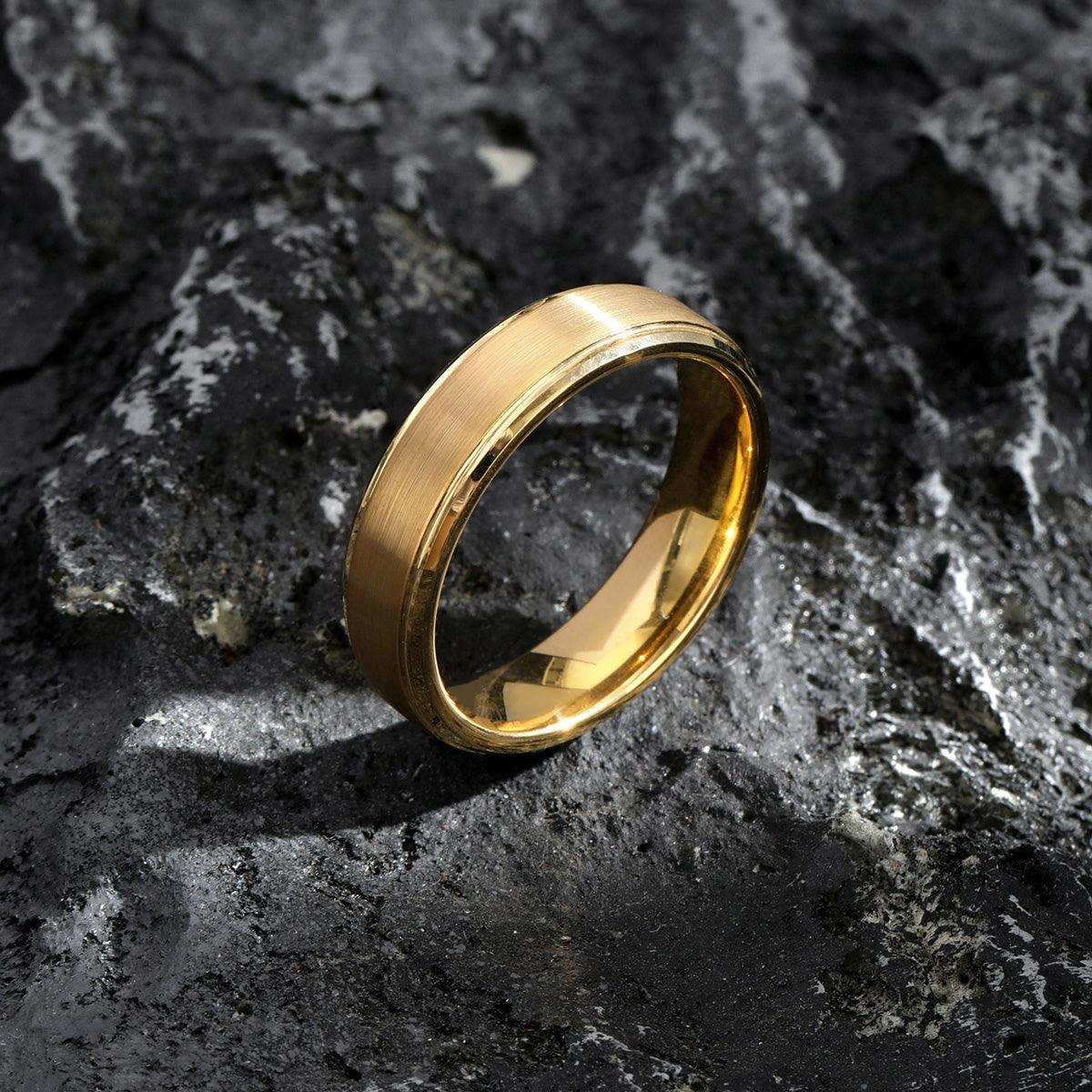 Golden Brushed Elegance Ring - Nikoghos Jewelry