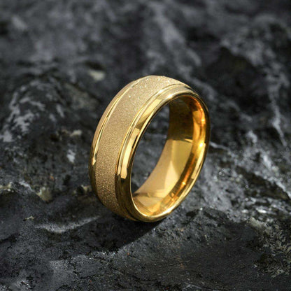 Golden Sandblasted Center Ring - Nikoghos Jewelry