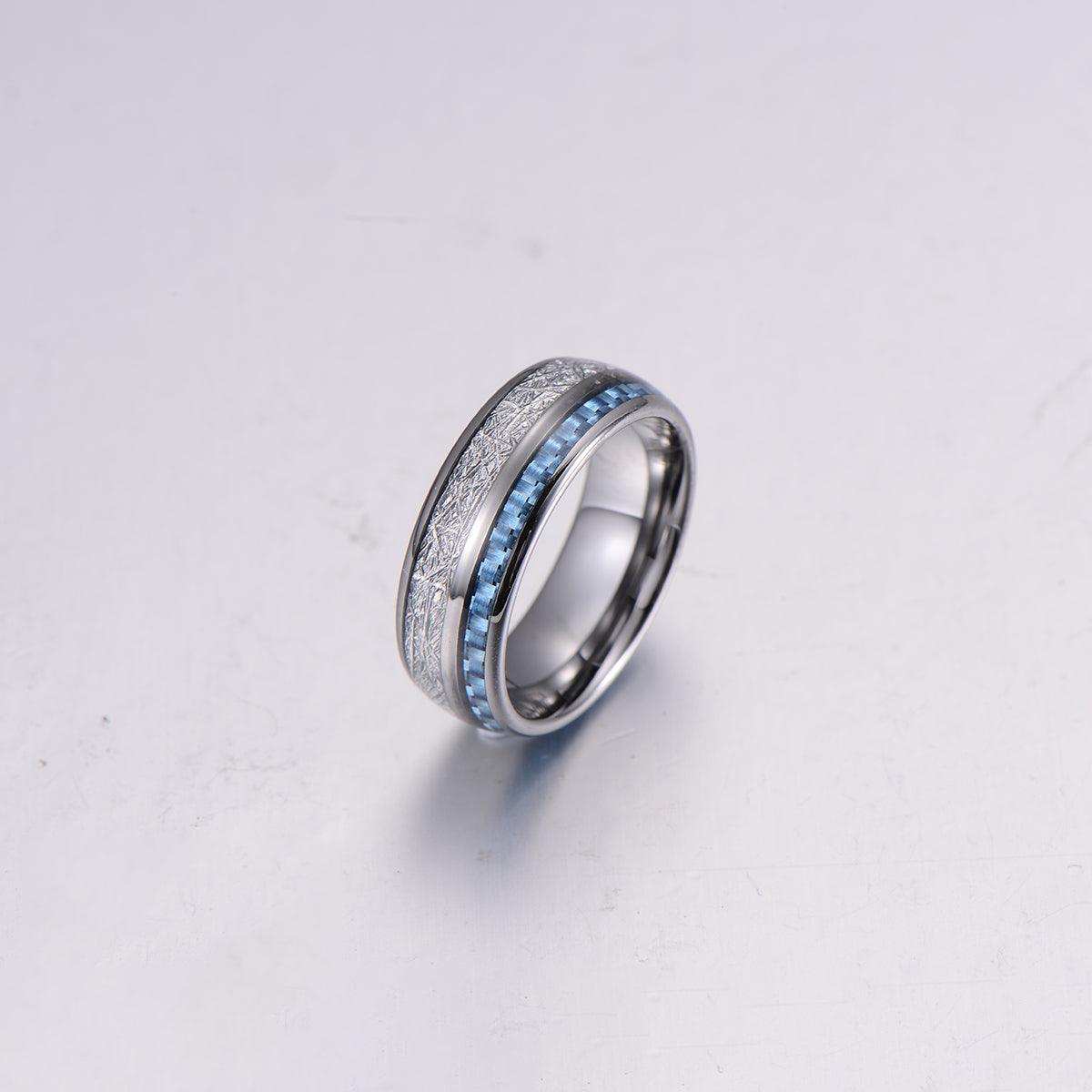 Silver & Blue Meteorite Ring - Nikoghos Jewelry