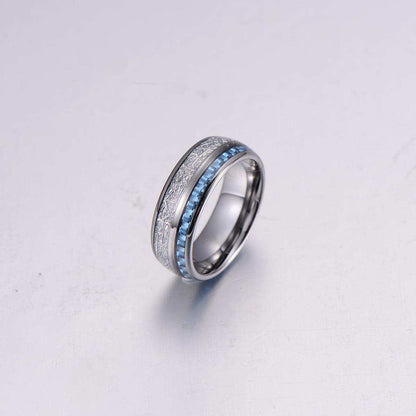 Silver & Blue Meteorite Ring - Nikoghos Jewelry