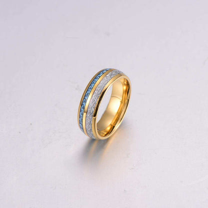 Golden & Blue Meteorite Ring - Nikoghos Jewelry