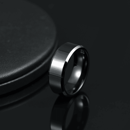 Polished Silver Tungsten Band - Nikoghos Jewelry