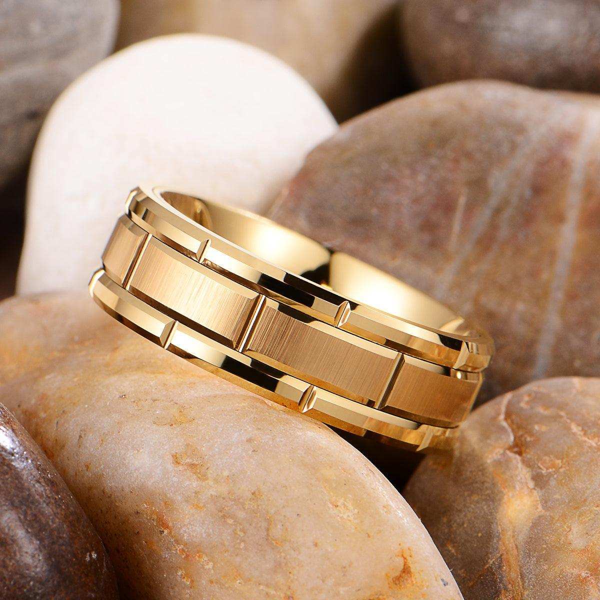 Golden Brick Pattern Band - Nikoghos Jewelry