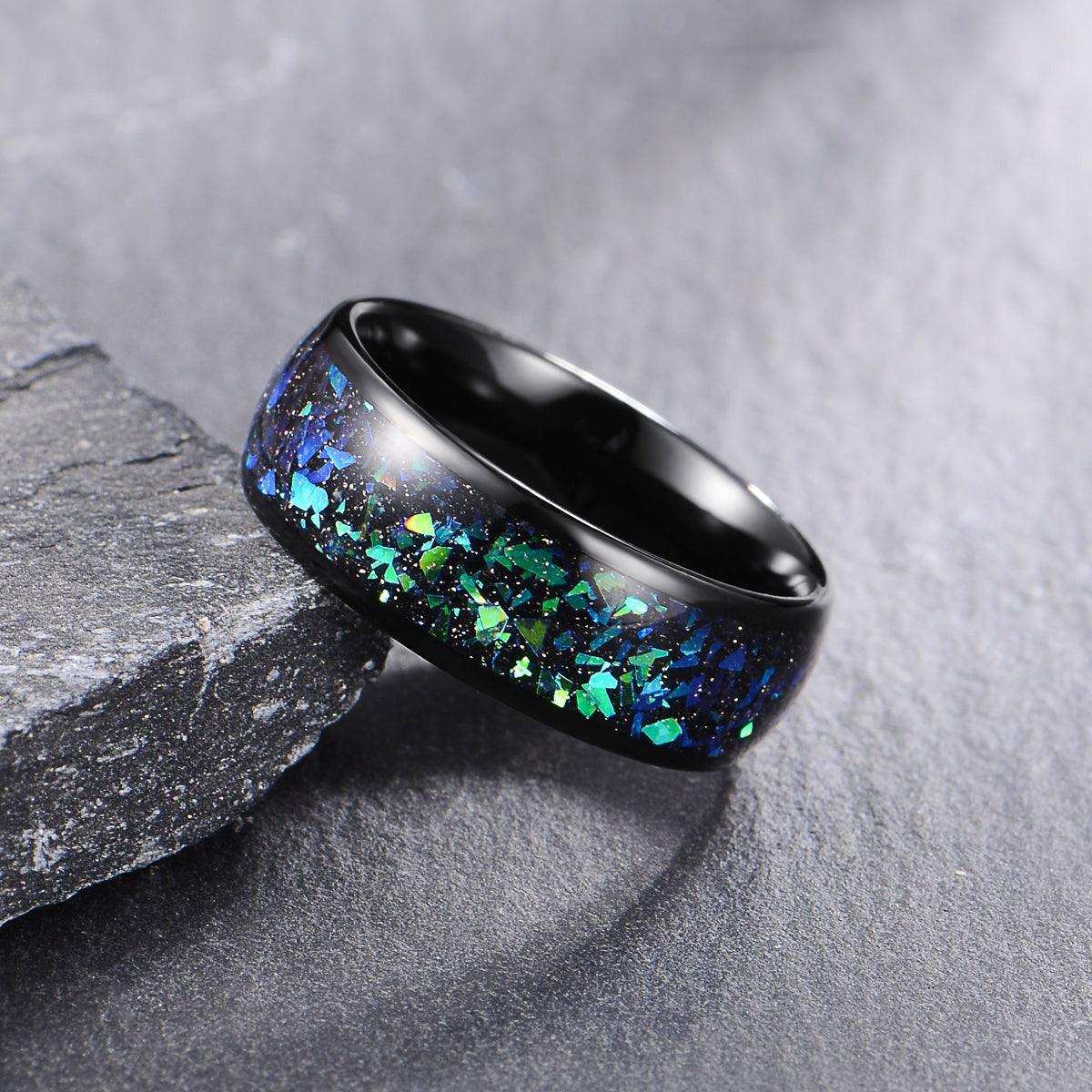 Black Fragment Inlay Ring - Nikoghos Jewelry