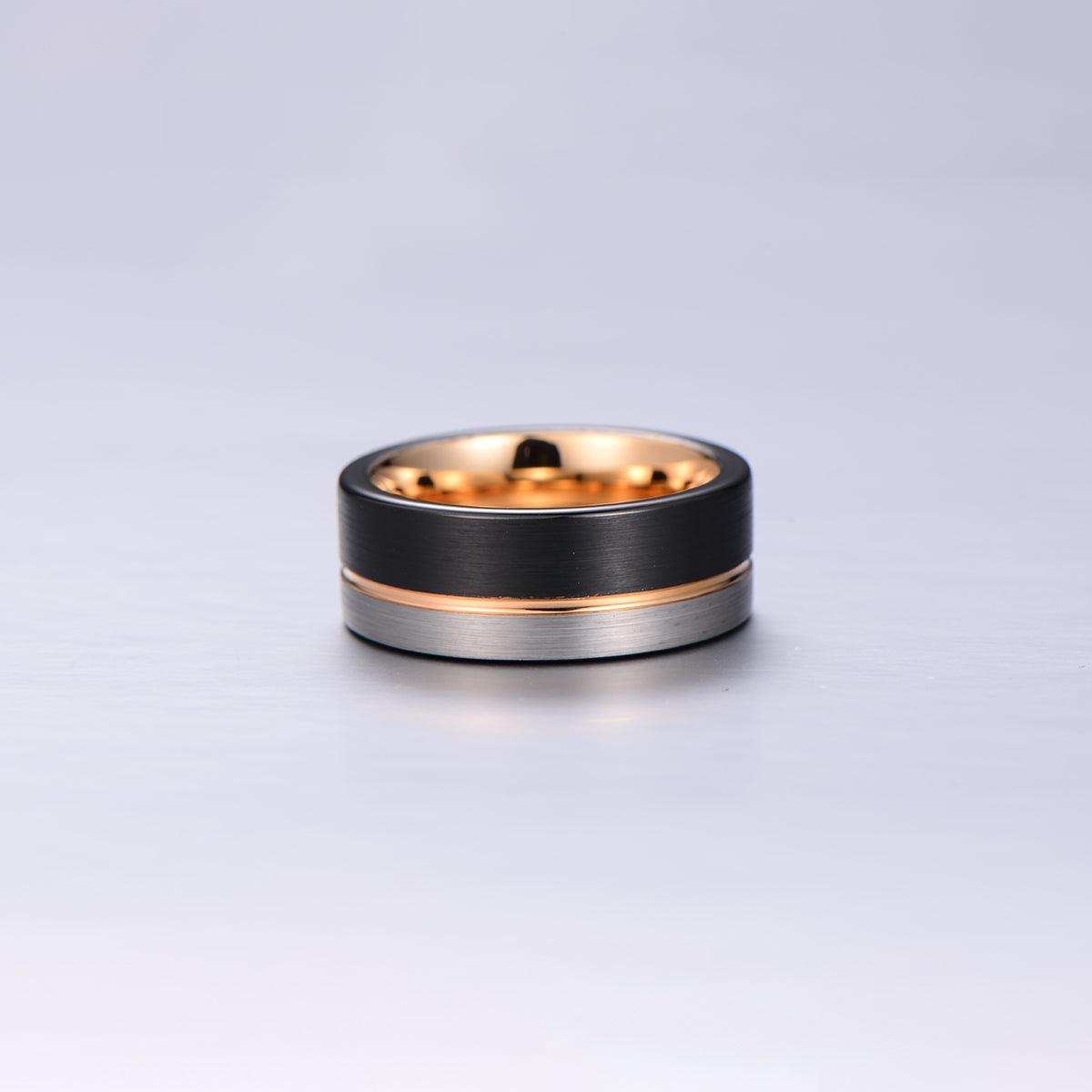 Rose Gold Off-Center Promise Ring - Nikoghos Jewelry