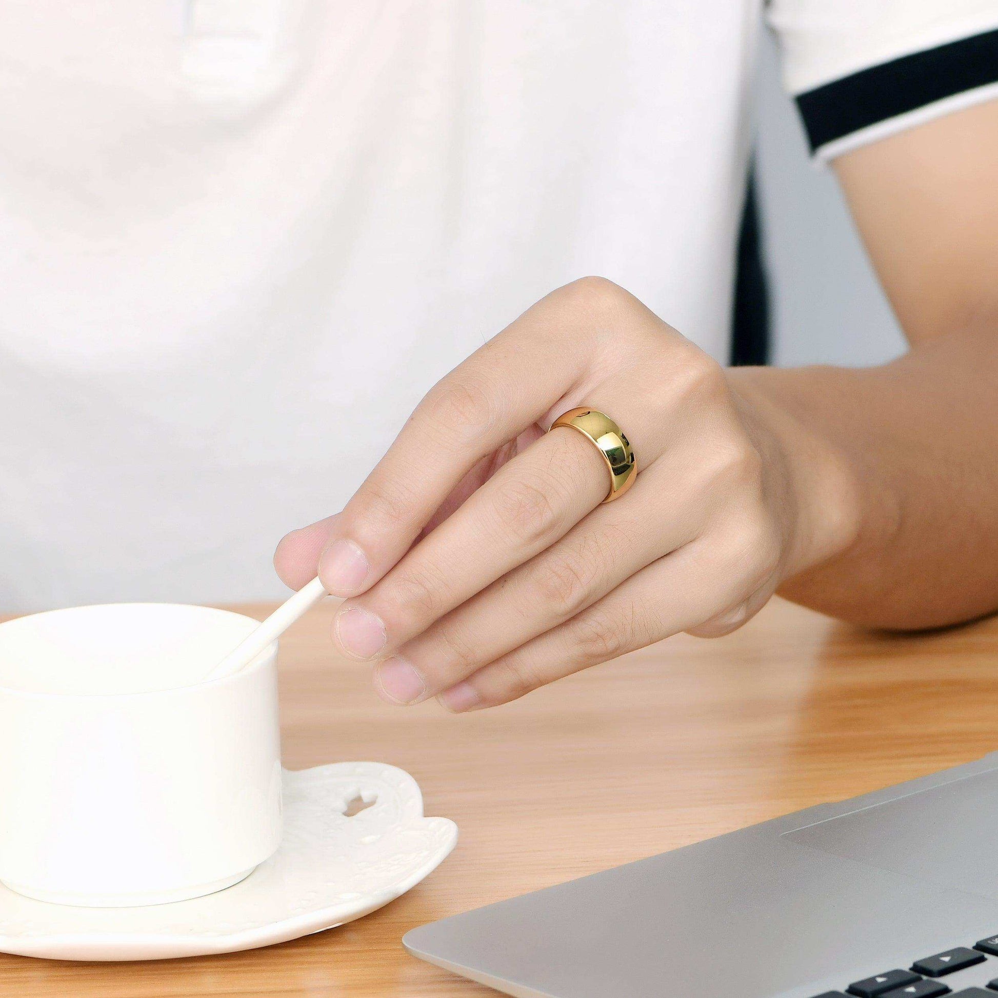 Polished Golden Dome Ring - Nikoghos Jewelry