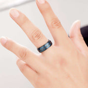 Blue Hammered Black Band - Nikoghos Jewelry