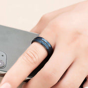Blue Hammered Black Band - Nikoghos Jewelry