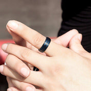 Blue Hammered Black Band - Nikoghos Jewelry