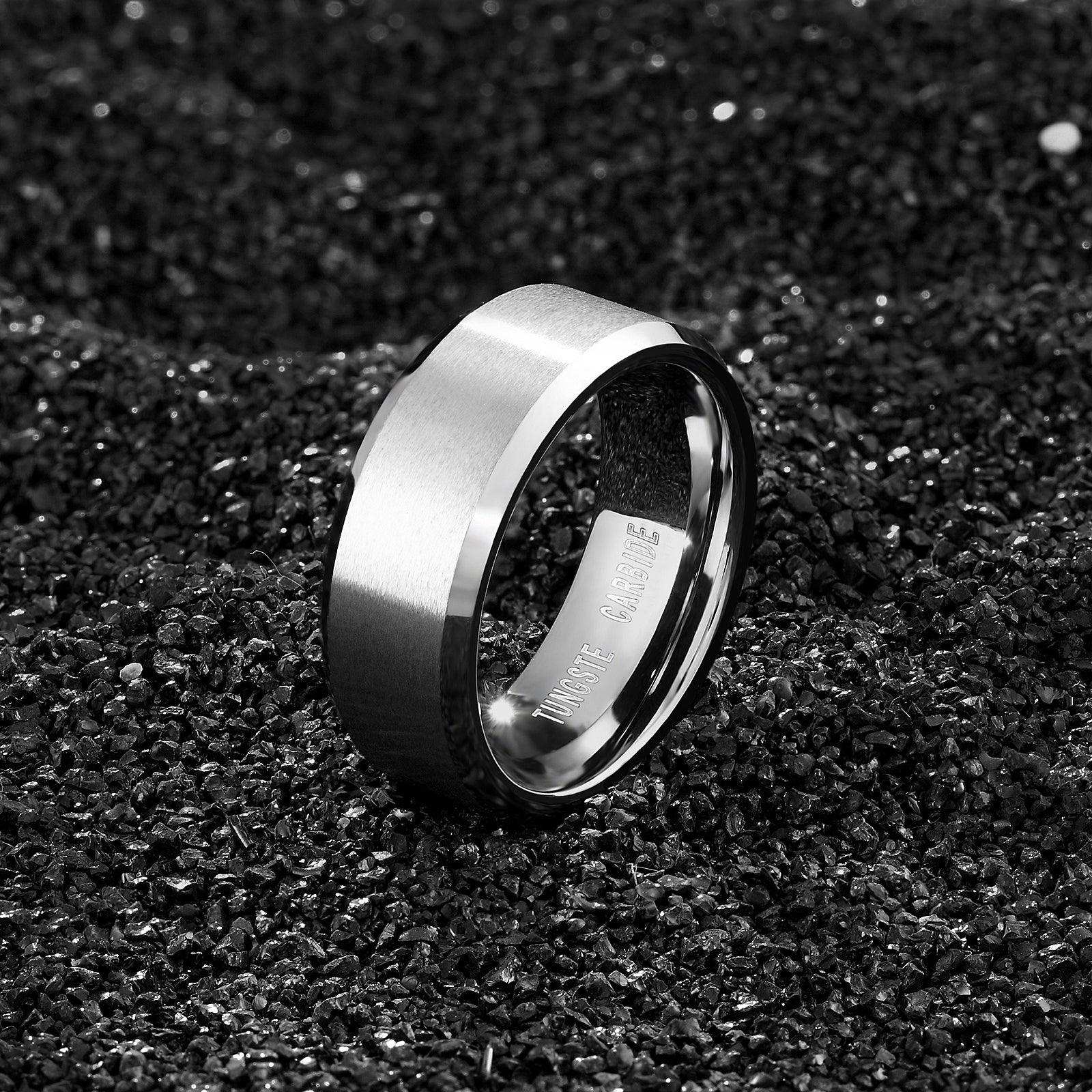 Wire Matte Finish Rings Matte Finish Silver Tungsten Carbide Ring – Nikoghos Jewelry