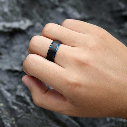 Blue Edged Black Band - Nikoghos Jewelry