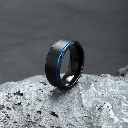 Blue Edged Black Band - Nikoghos Jewelry