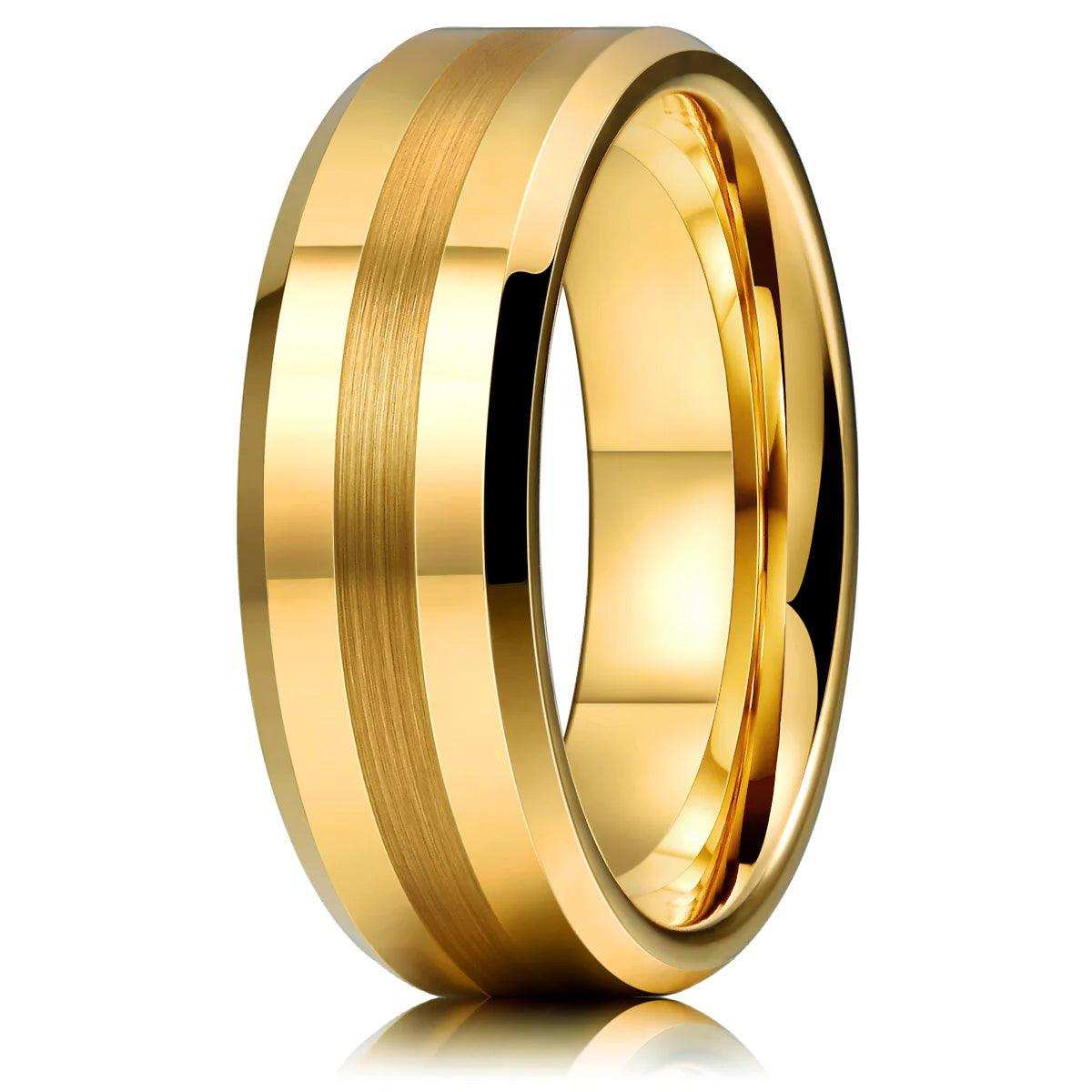 Golden Brushed Center Band - Nikoghos Jewelry