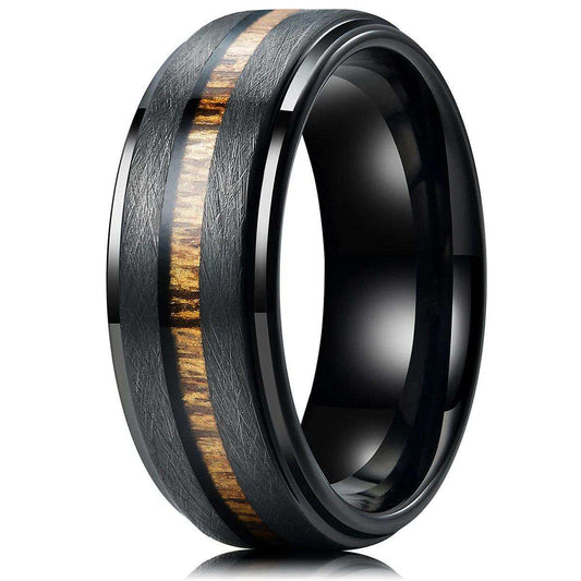 Teak Wood Black Statement Ring - Nikoghos Jewelry