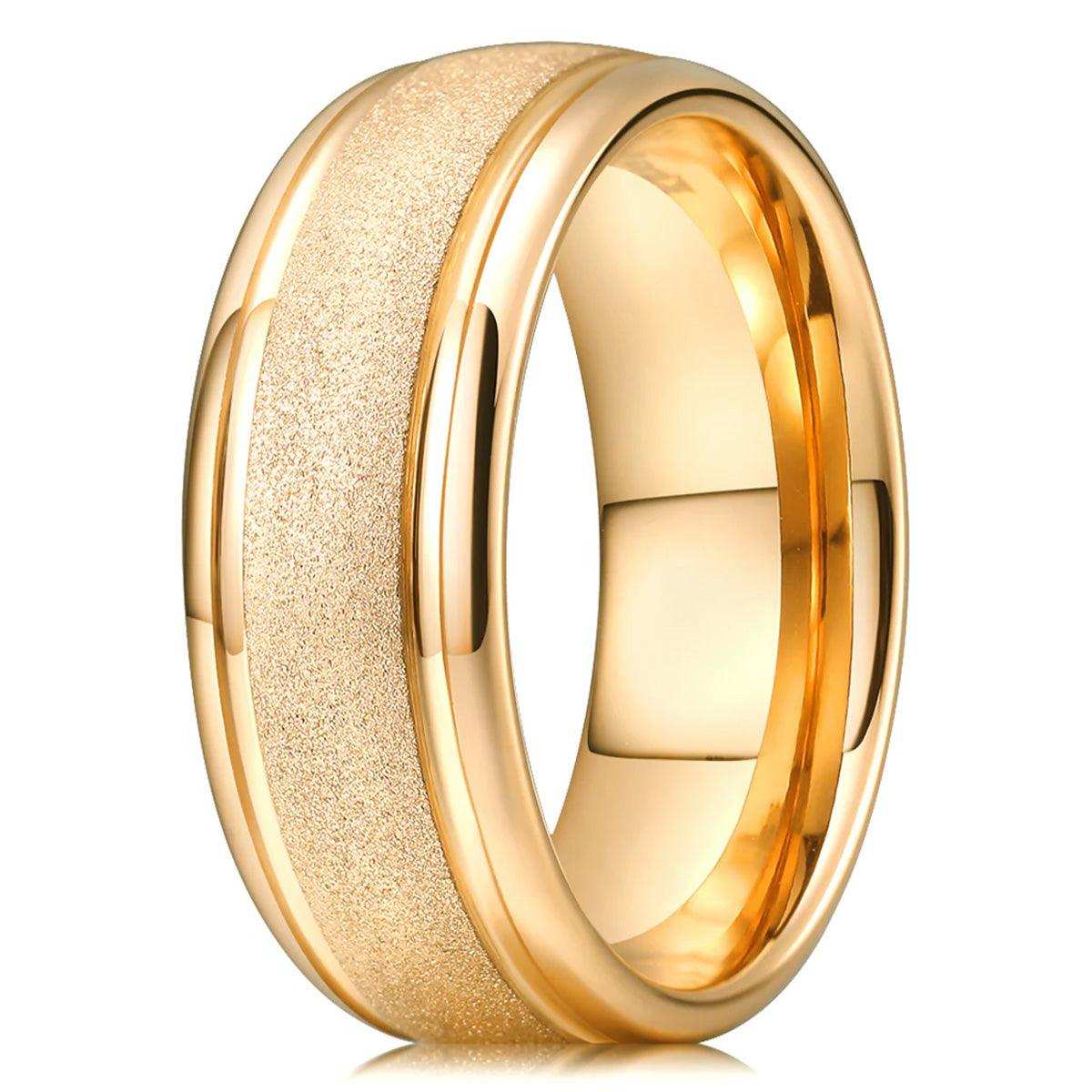 Golden Sandblasted Center Ring - Nikoghos Jewelry