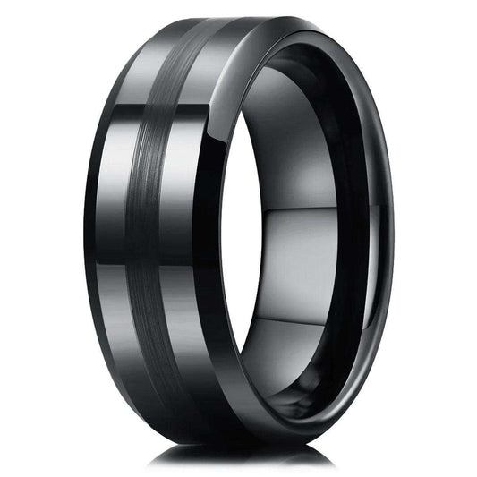 Black Brushed Center Band - Nikoghos Jewelry