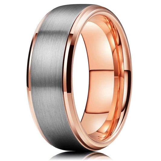 Silver Brushed Rose Gold Fashion Ring - Nikoghos Jewelry