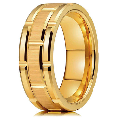 Golden Brick Pattern Band - Nikoghos Jewelry