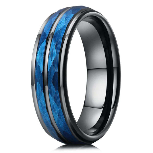 Blue Hammered Black Band - Nikoghos Jewelry