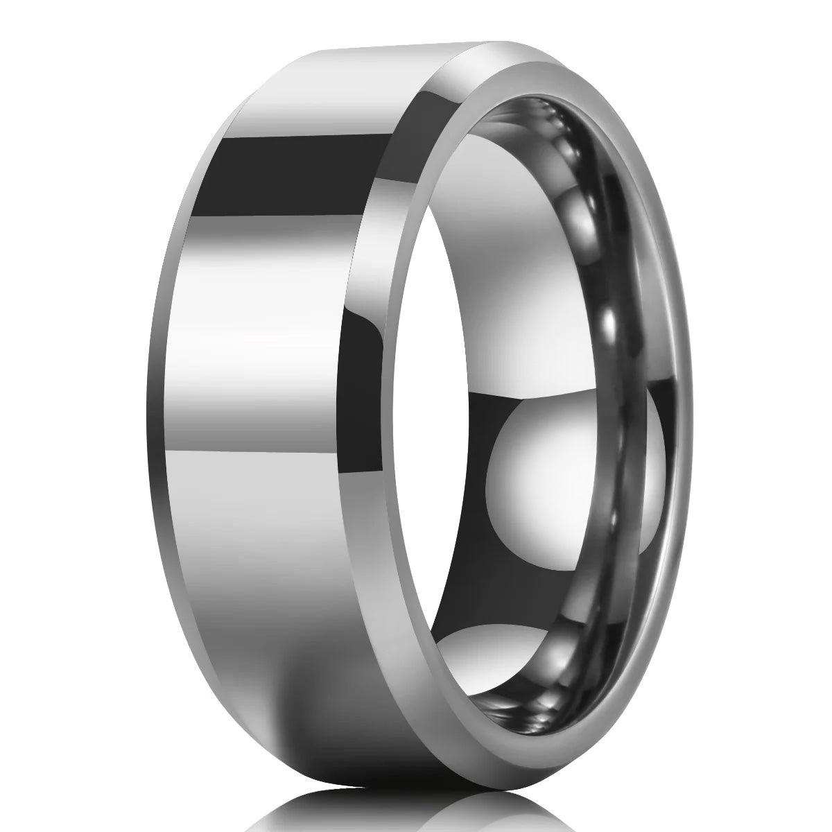 Polished Silver Tungsten Band - Nikoghos Jewelry