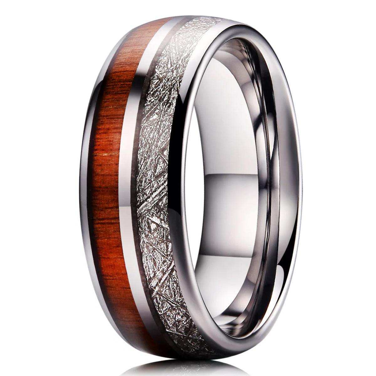 Silver & Rosewood Meteorite Ring - Nikoghos Jewelry