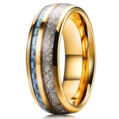 Golden & Blue Meteorite Ring - Nikoghos Jewelry