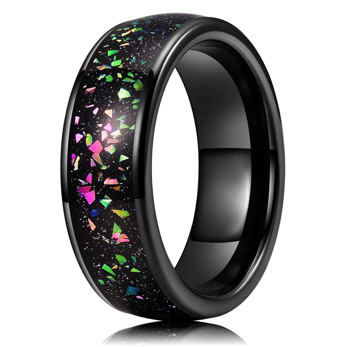 Black Fragment Inlay Ring - Nikoghos Jewelry