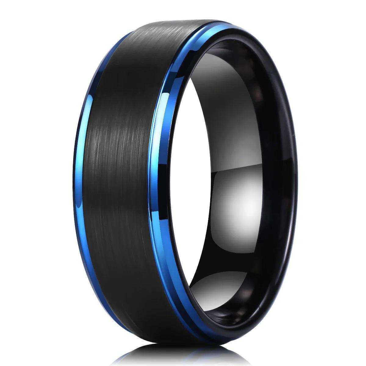 Blue Edged Black Band - Nikoghos Jewelry