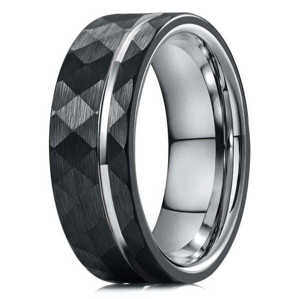 GOLDAYS Men's 8mm Black Tungsten Carbide Ring Grooved Center High Polished Comfo