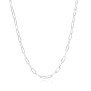 Sterling Silver Rhodium Finish Paperclip Chain Necklace