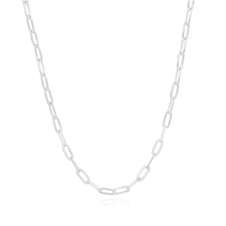 Sterling Silver Rhodium Finish Paperclip Chain Necklace