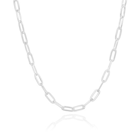 Sterling Silver Rhodium Finish Paperclip Chain Necklace